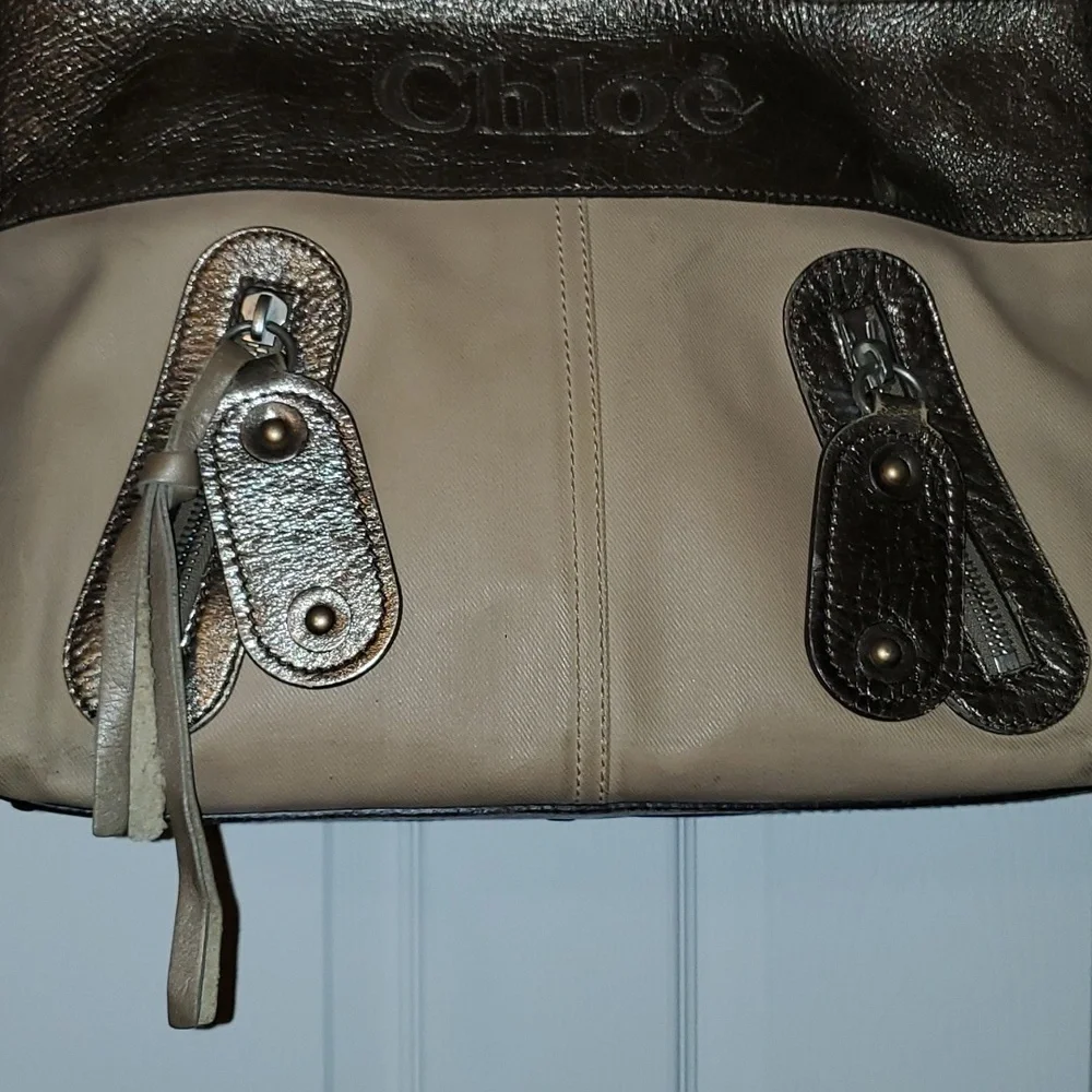 Chloe Canvas and Leather Satchel Bag